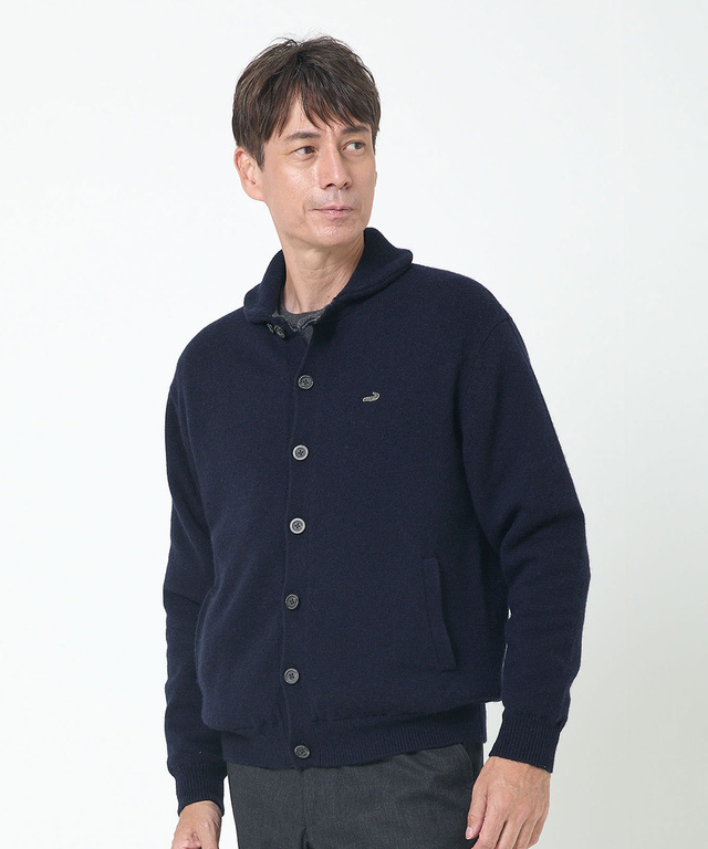 ウールブレンド 裏付き カーディガン