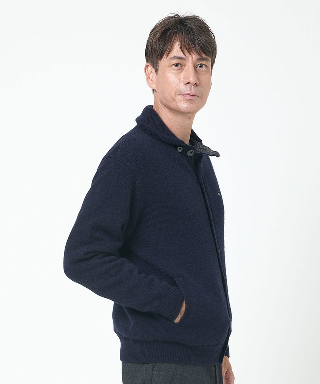 ウールブレンド 裏付き カーディガン