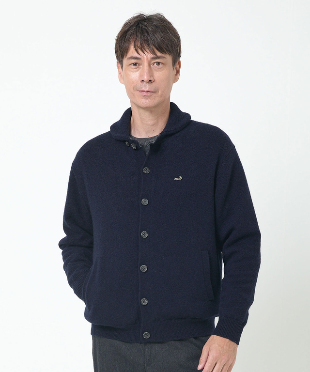 ウールブレンド 裏付き カーディガン