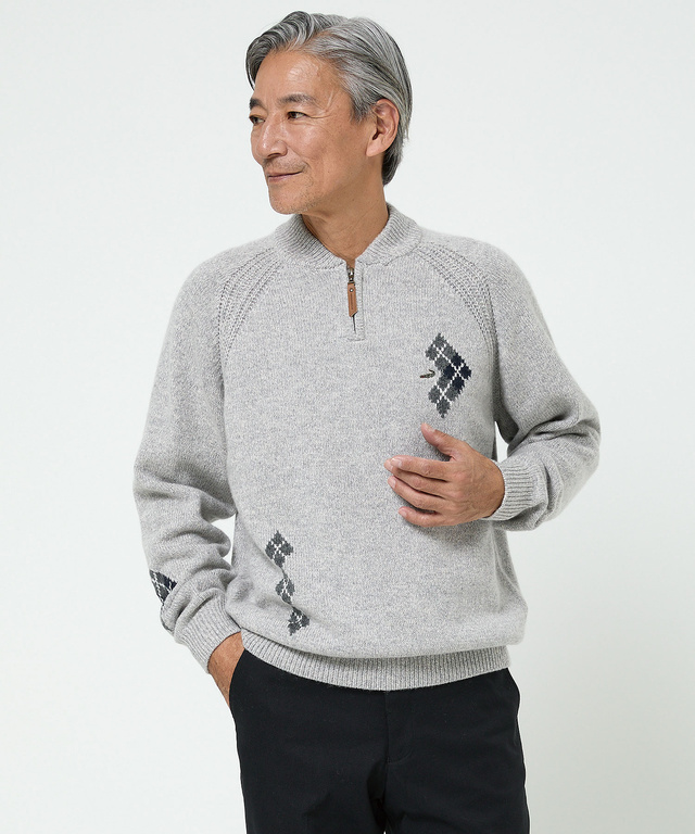 ハーフジップ 配色 ニット