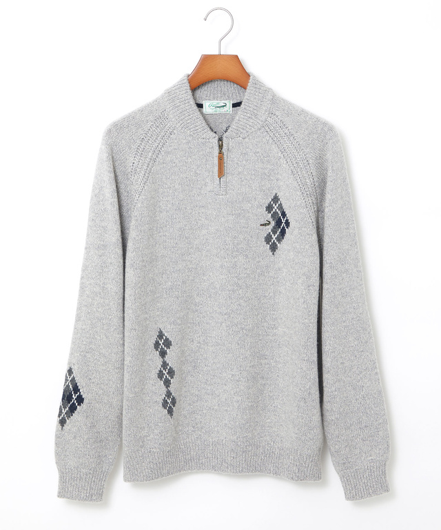 ハーフジップ 配色 ニット