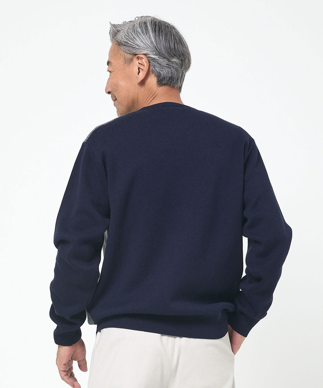 カシミヤブレンド ブロックチェック ニット【手洗いOK】