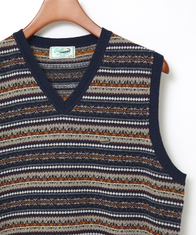 ウール フェアアイル柄  Vネック ベスト【手洗いOK】