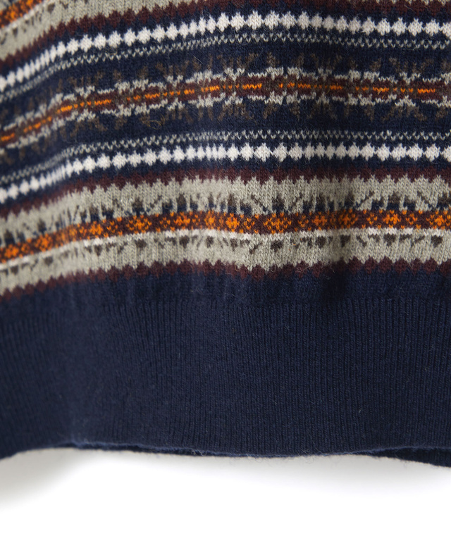 ウール フェアアイル柄  Vネック ベスト【手洗いOK】