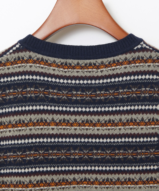 ウール フェアアイル柄  Vネック ベスト【手洗いOK】