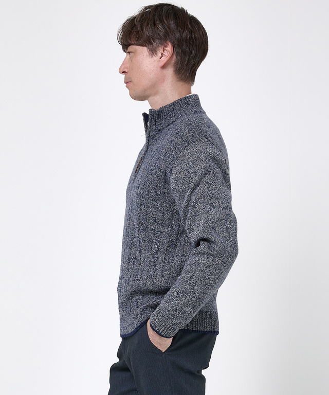 ウールブレンド ハーフジップ ニット