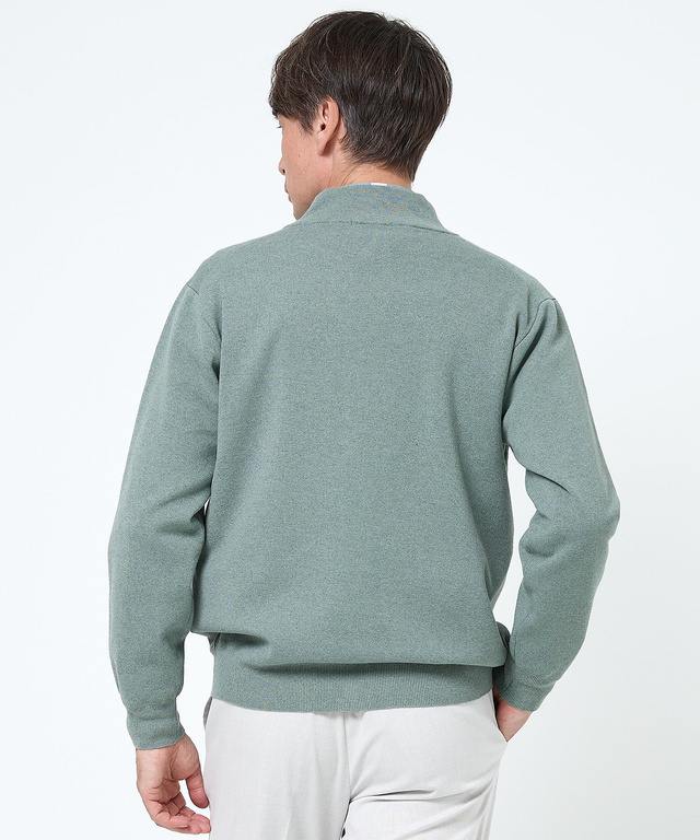 スタンドカラー スウェットライク カーディガン 【手洗いOK】