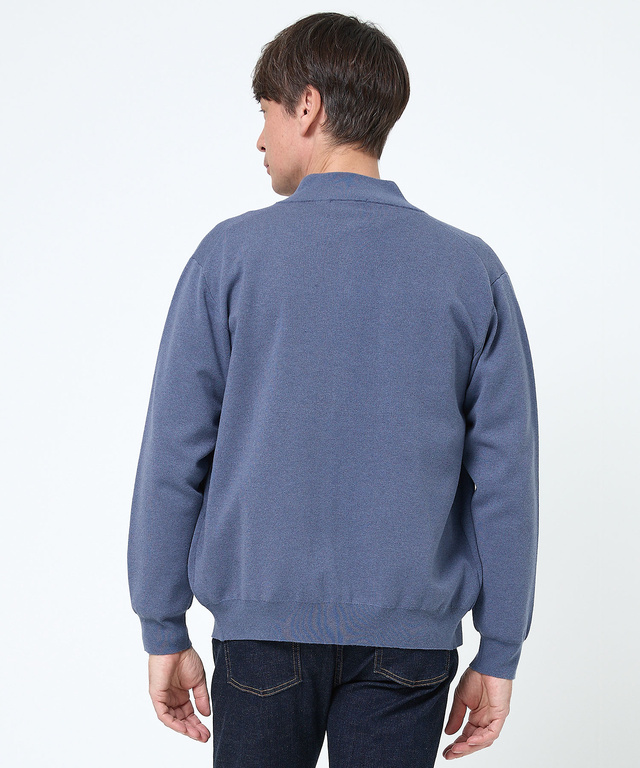 スタンドカラー スウェットライク カーディガン 【手洗いOK】