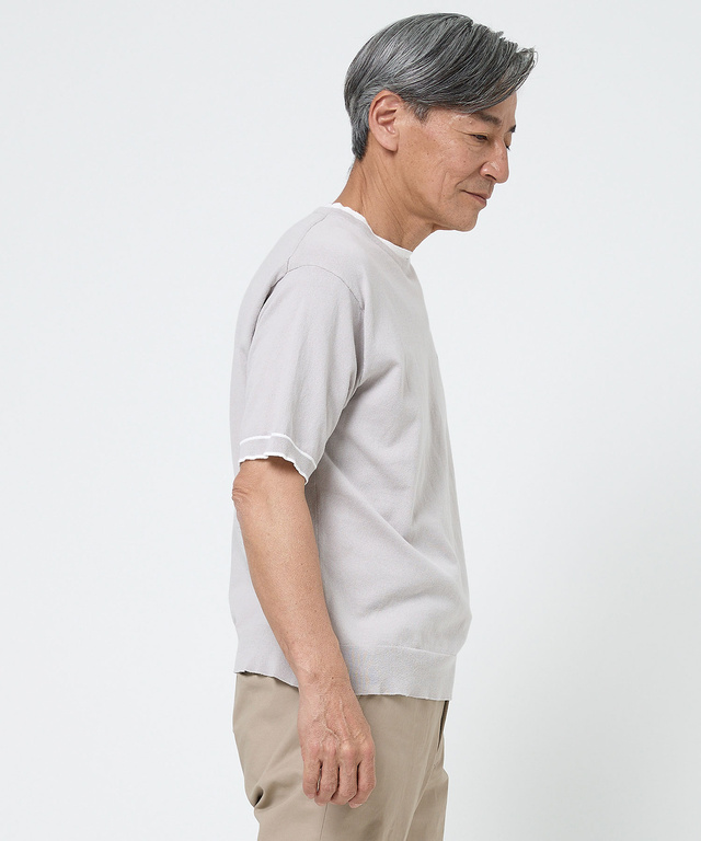 レイヤード風 ニット Tシャツ【手洗いOK】