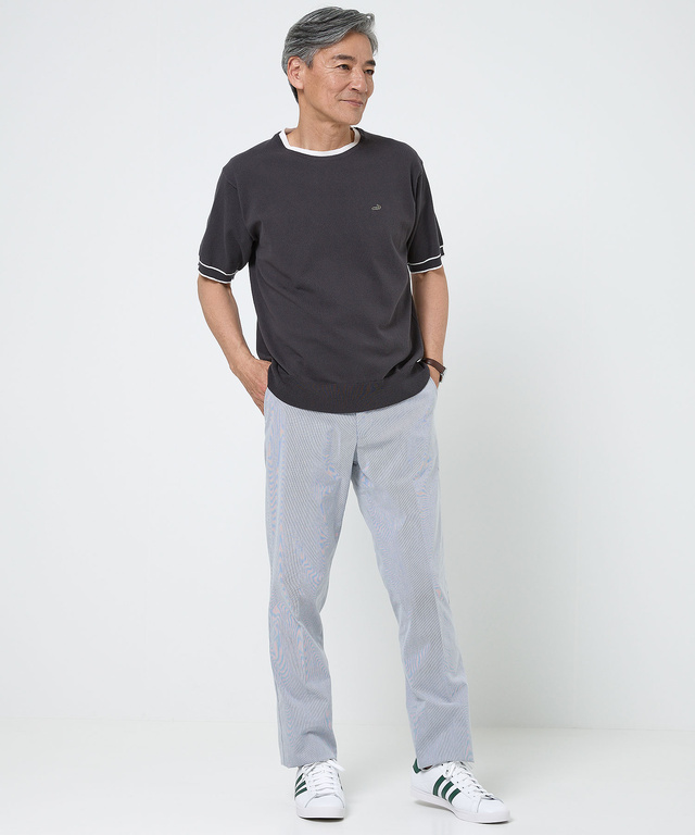 レイヤード風 ニット Tシャツ【手洗いOK】