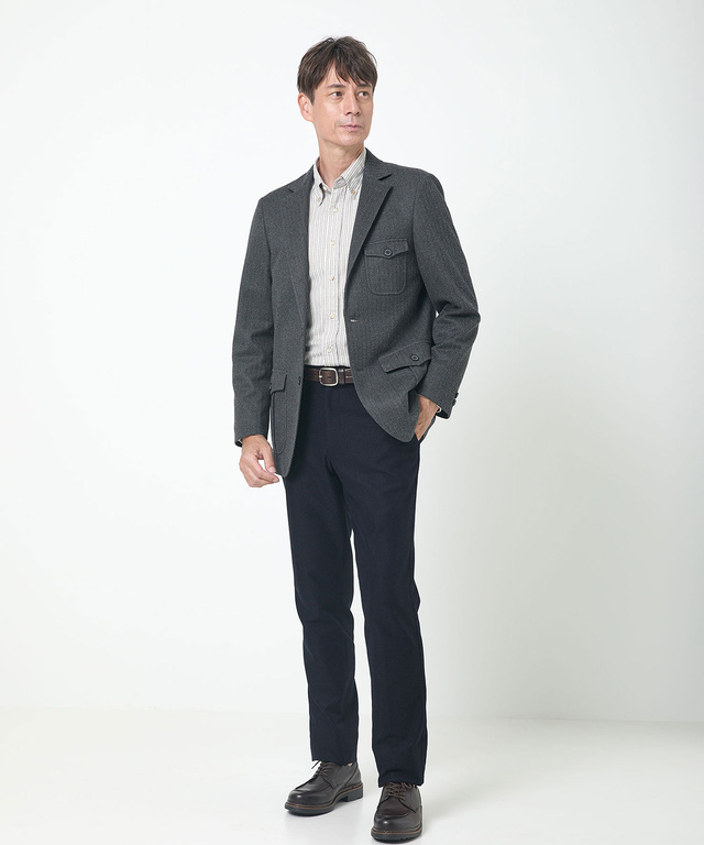 ウールライク ヘリンボーン ジャケット