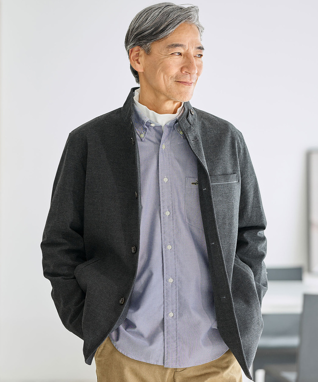 ジャージーメルトン スタンドカラー ジャケット