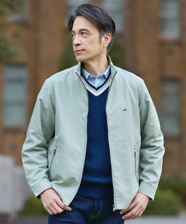 シャンブレーツイル ジップ ブルゾン【吸汗速乾】