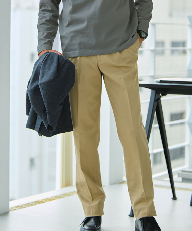 【ベストセラー】ストレッチ 2タック チノパンツ【シワになりにくい】
