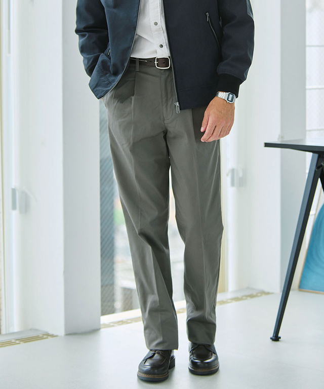 【ベストセラー】ストレッチ 2タック チノパンツ【シワになりにくい】