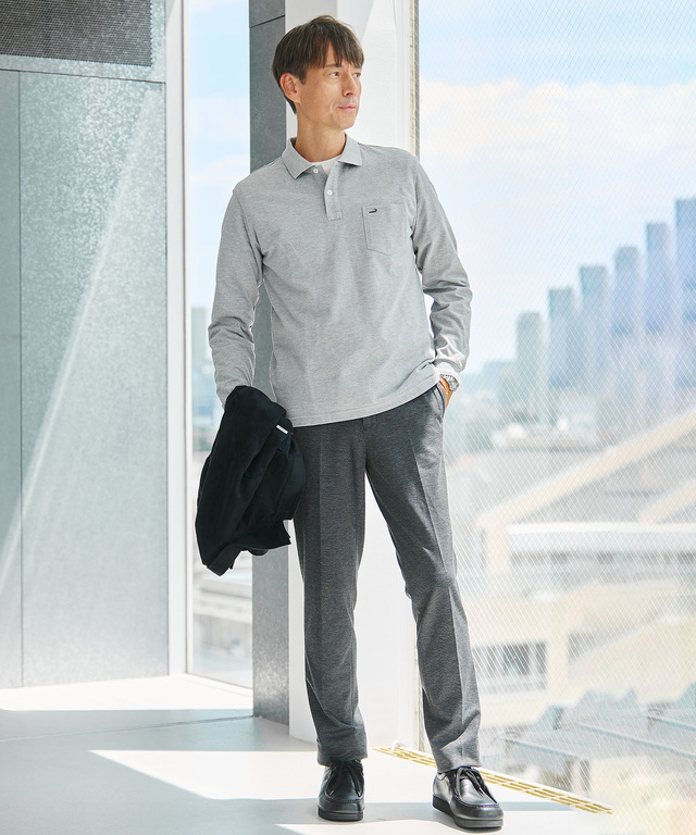 ポンチ素材 ストレート パンツ