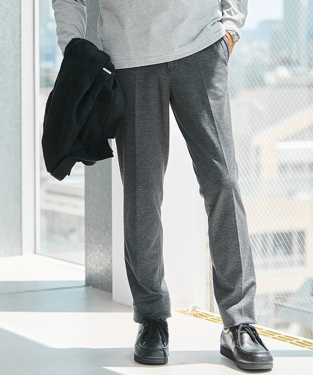 ポンチ素材 ストレート パンツ
