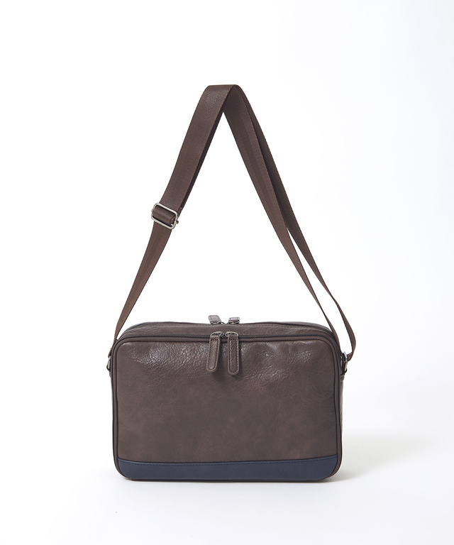 合成皮革 切り替え ショルダーバッグ