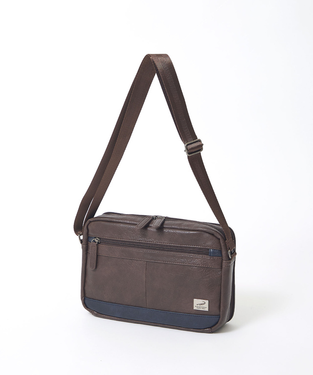 合成皮革 切り替え ショルダーバッグ