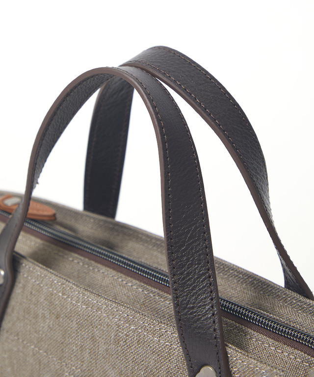 杢調 レザーハンドル トートバッグ