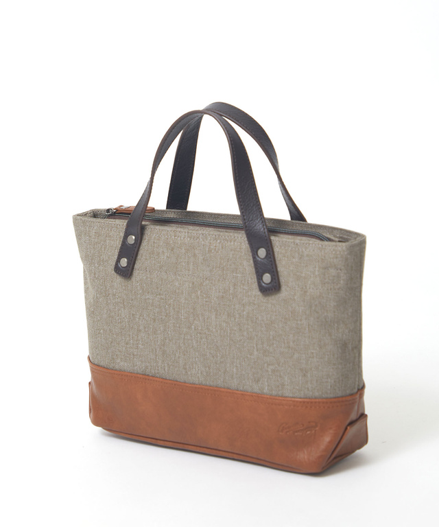 杢調 レザーハンドル トートバッグ