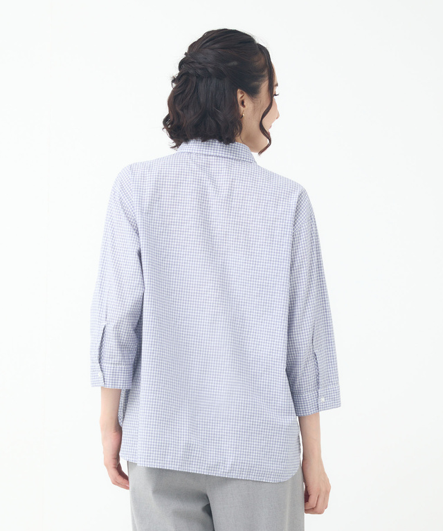 アムンゼン チェック柄 七分袖 ブラウス