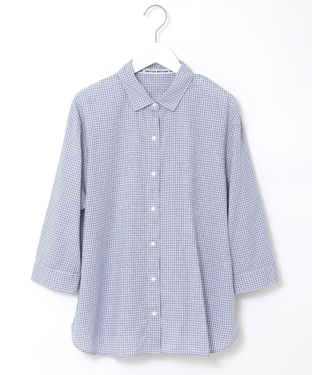 アムンゼン チェック柄 七分袖 ブラウス