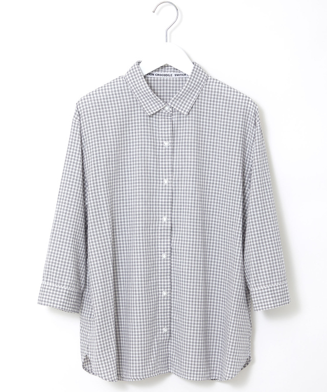 アムンゼン チェック柄 七分袖 ブラウス