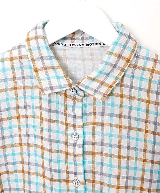 ダブルガーゼ チェック柄 ブラウス