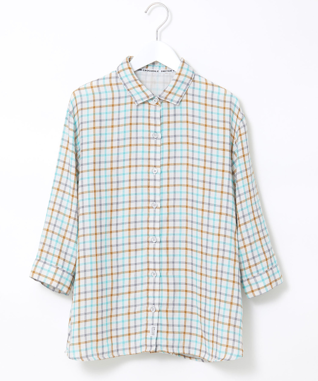 ダブルガーゼ チェック柄 ブラウス