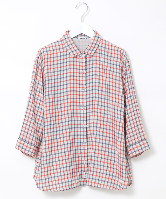 ダブルガーゼ チェック柄 ブラウス