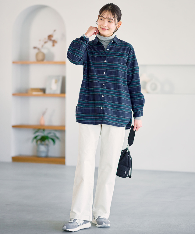 微起毛ピケ チェック柄 チュニック