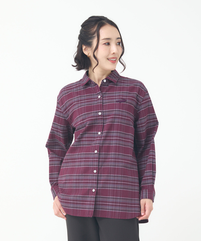 微起毛ピケ チェック柄 ブラウス