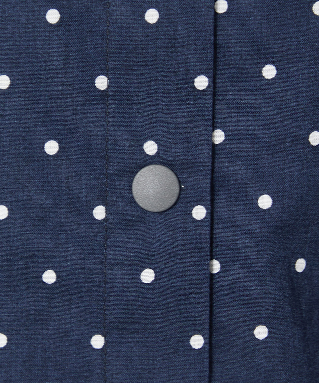 コットン バンドカラー ドット ブラウス