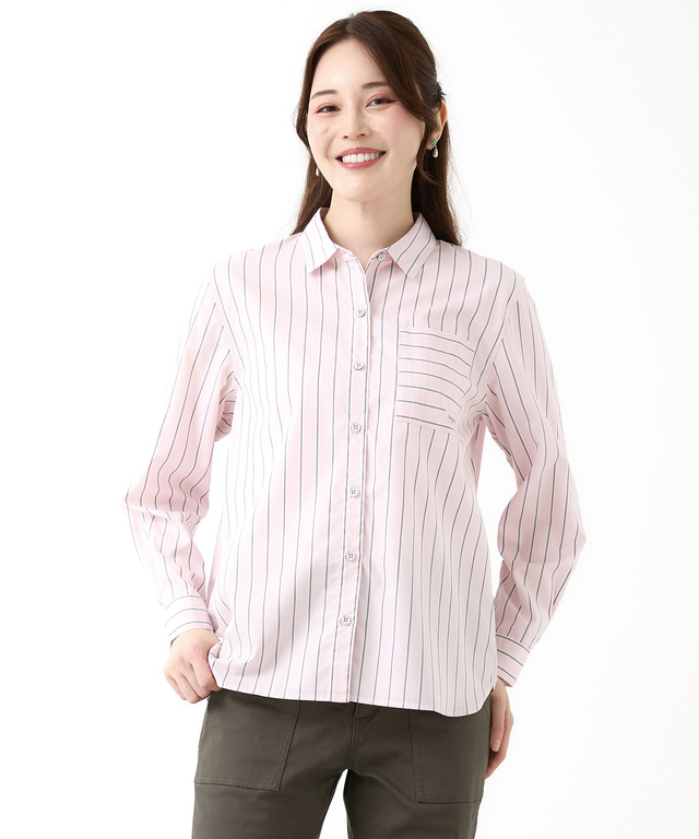 コットンブロード ストライプ柄 ブラウス