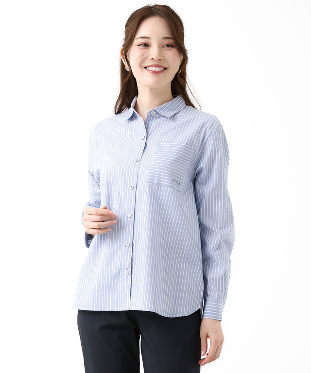 コットンブロード ストライプ柄 ブラウス