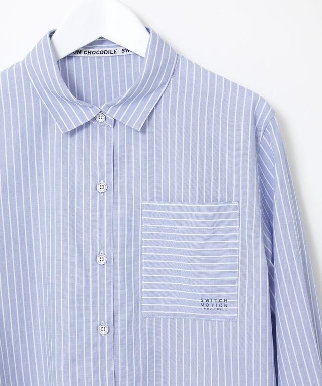 コットンブロード ストライプ柄 ブラウス