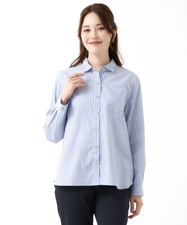 コットンブロード ストライプ柄 ブラウス
