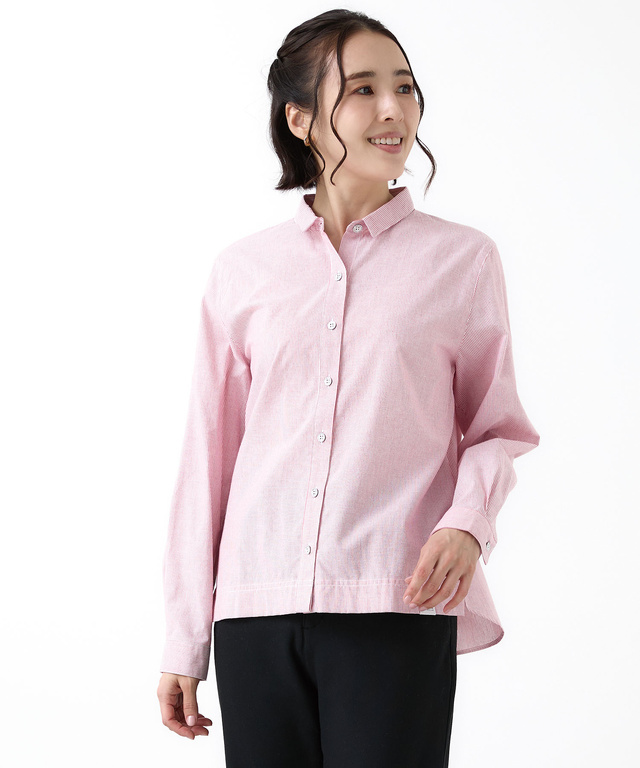 ストライプ柄 微起毛 ブラウス