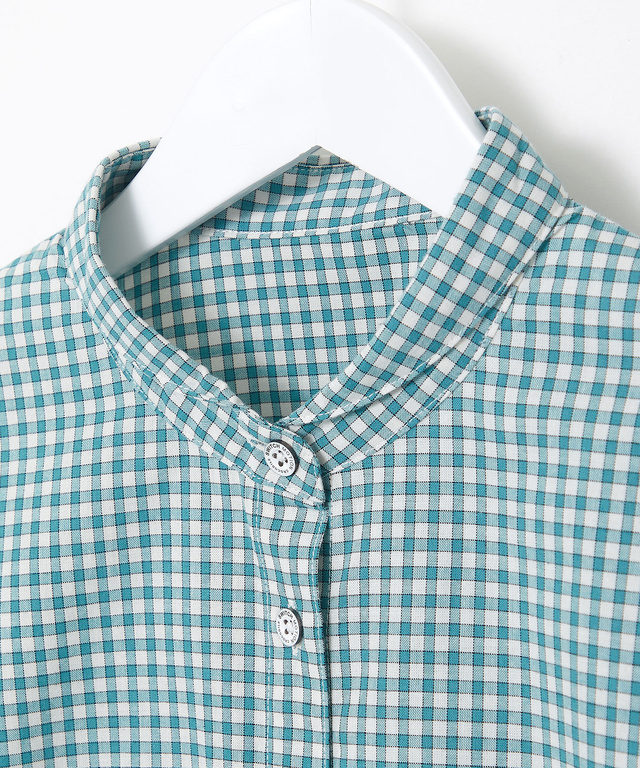 ラウンドカラー ギンガムチェック柄 ブラウス