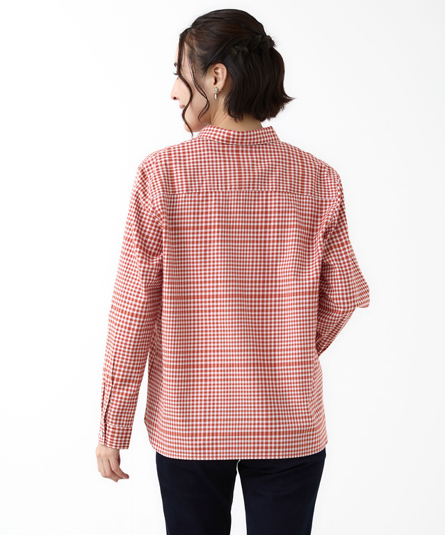 微起毛 ギンガムチェック柄 ブラウス