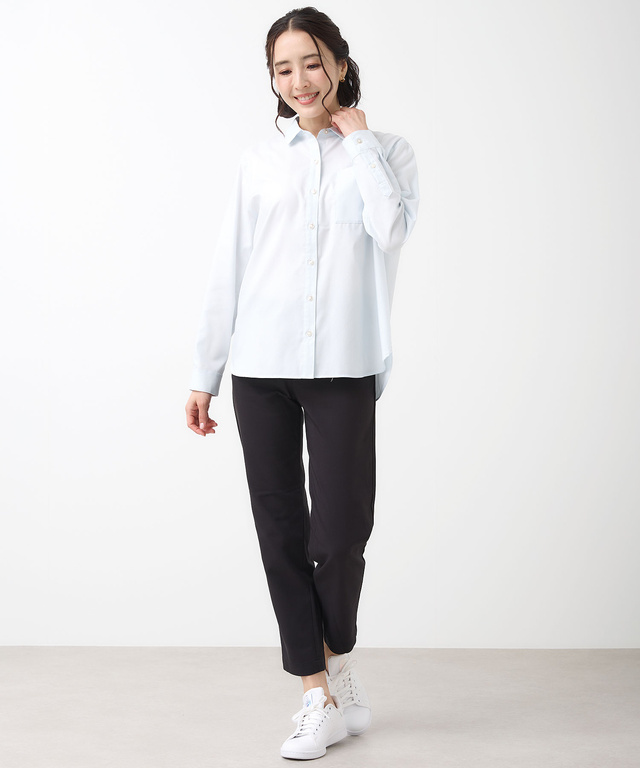 ノンアイロン コットン 無地 ブラウス【シワになりにくい】