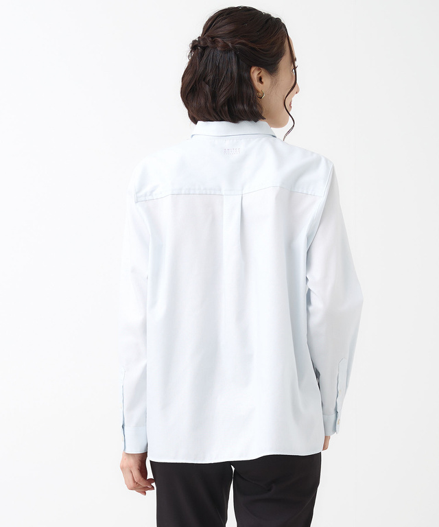 ノンアイロン コットン 無地 ブラウス【シワになりにくい】