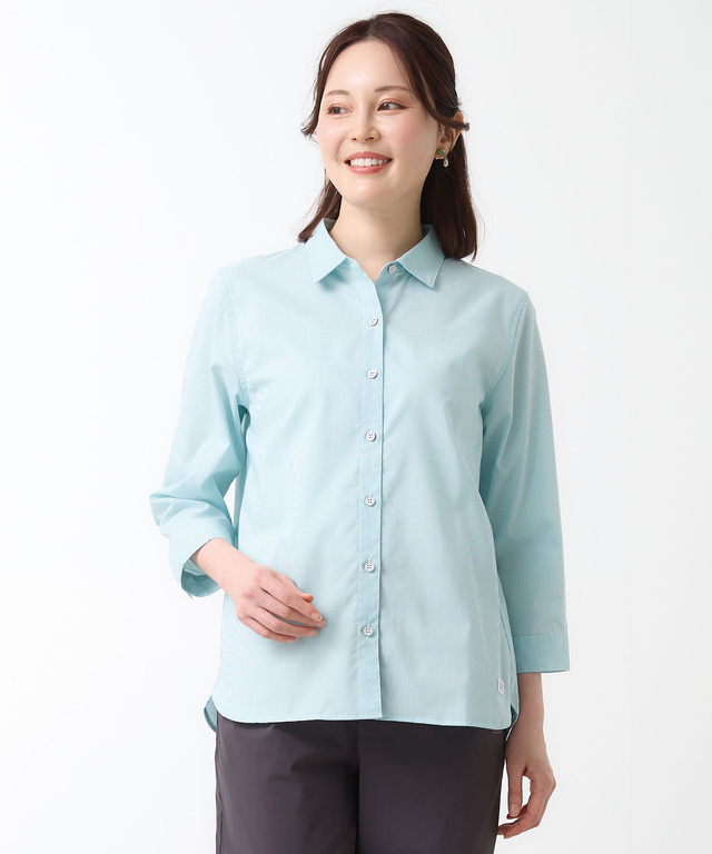 ノンアイロン コットン 7分袖 ブラウス【シワになりにくい】