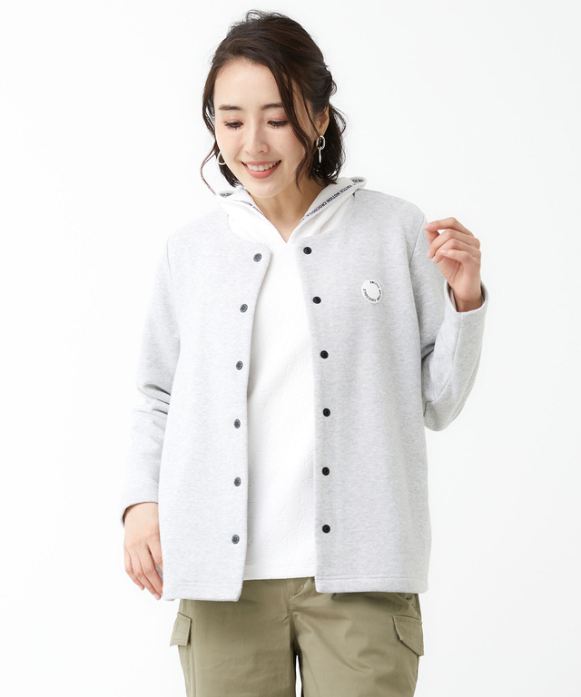 ロゴワッペン ノーカラー カーディガン