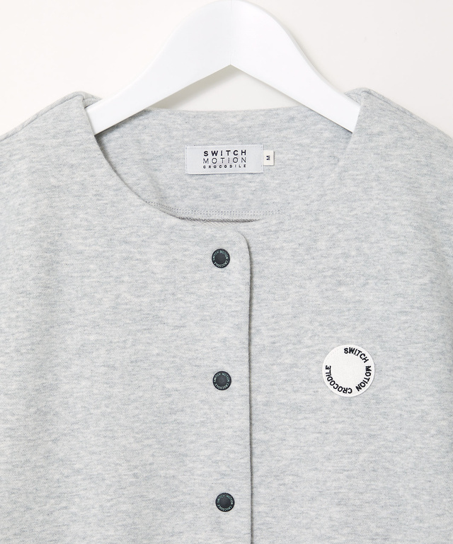 ロゴワッペン ノーカラー カーディガン