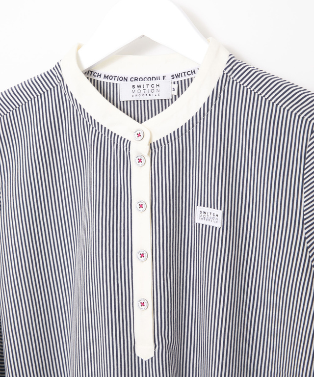 スノーコットン バンドカラー 七分袖Tシャツ【接触冷感】