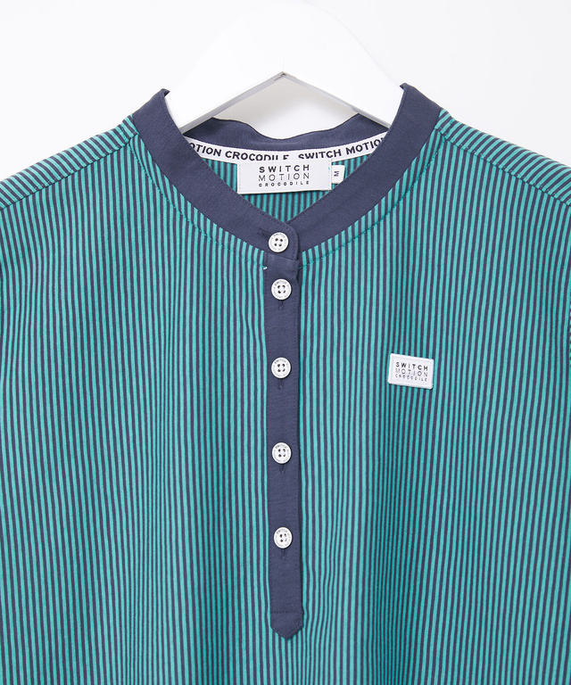 スノーコットン バンドカラー 七分袖Tシャツ【接触冷感】
