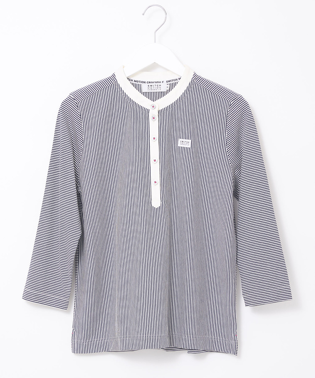 スノーコットン バンドカラー 七分袖Tシャツ【接触冷感】