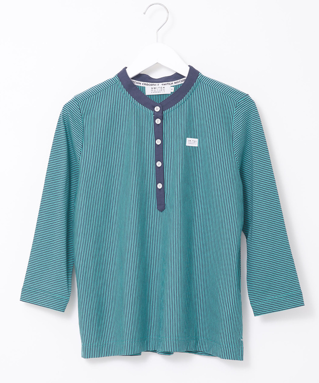 スノーコットン バンドカラー 七分袖Tシャツ【接触冷感】